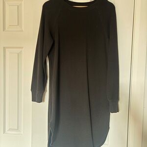Black waffle crew neck long sleeve dress